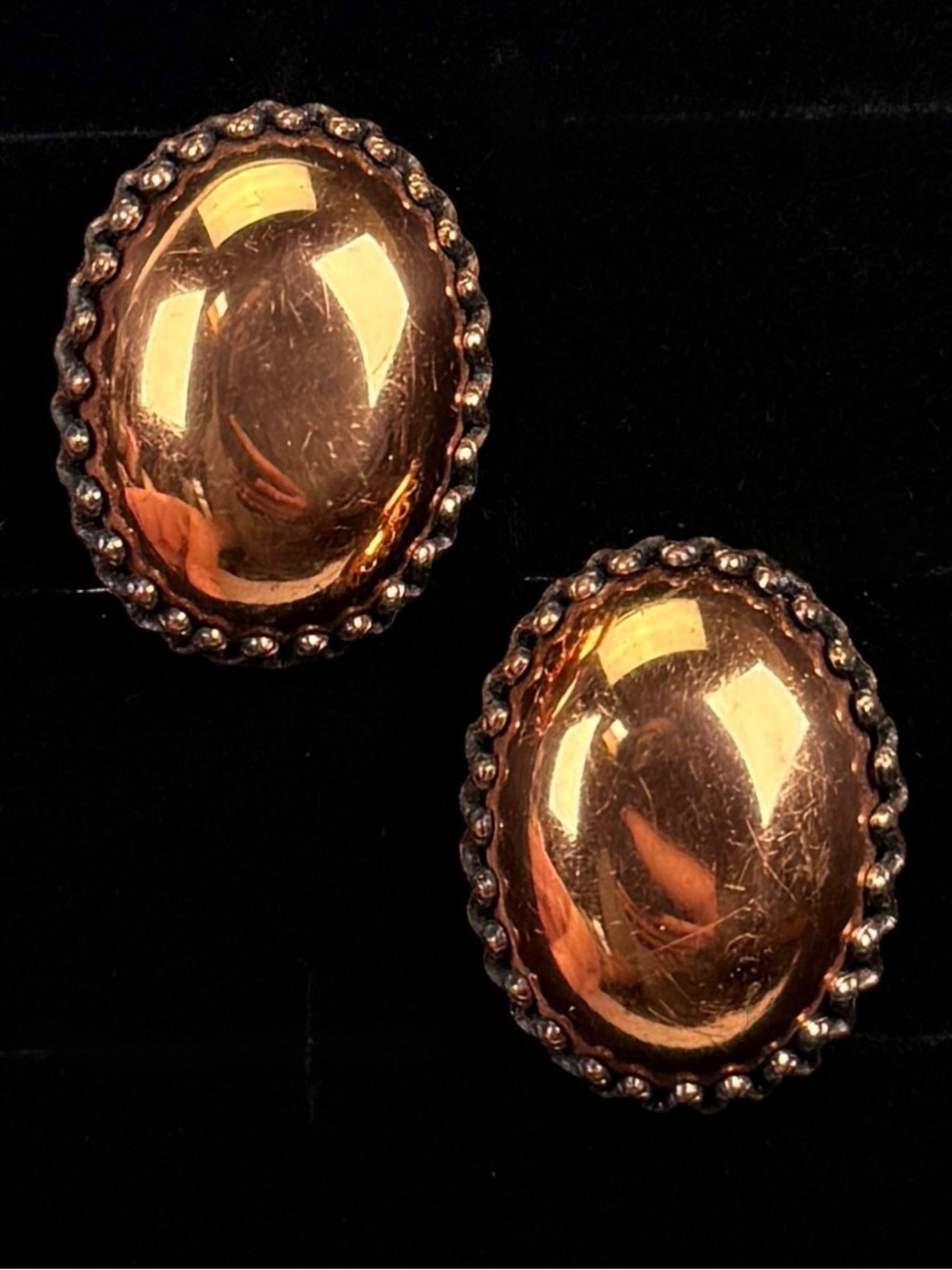 Vintage Renoir Copper Oval Clip Earrings Signed Mid Century Modern